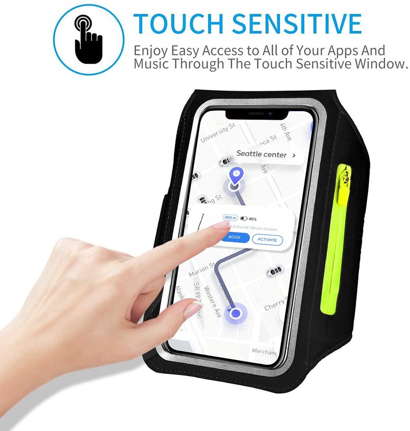 Running Armband with Earphone Bag Cell Phone Armband for iPhone 17 16 15 Pro 14 Plus 13 11 XR, Galaxy S24/S10 Water Resistant Sports Phone Holder Case & Zipper Slot Car Key Holder for 6.7 inch Phone