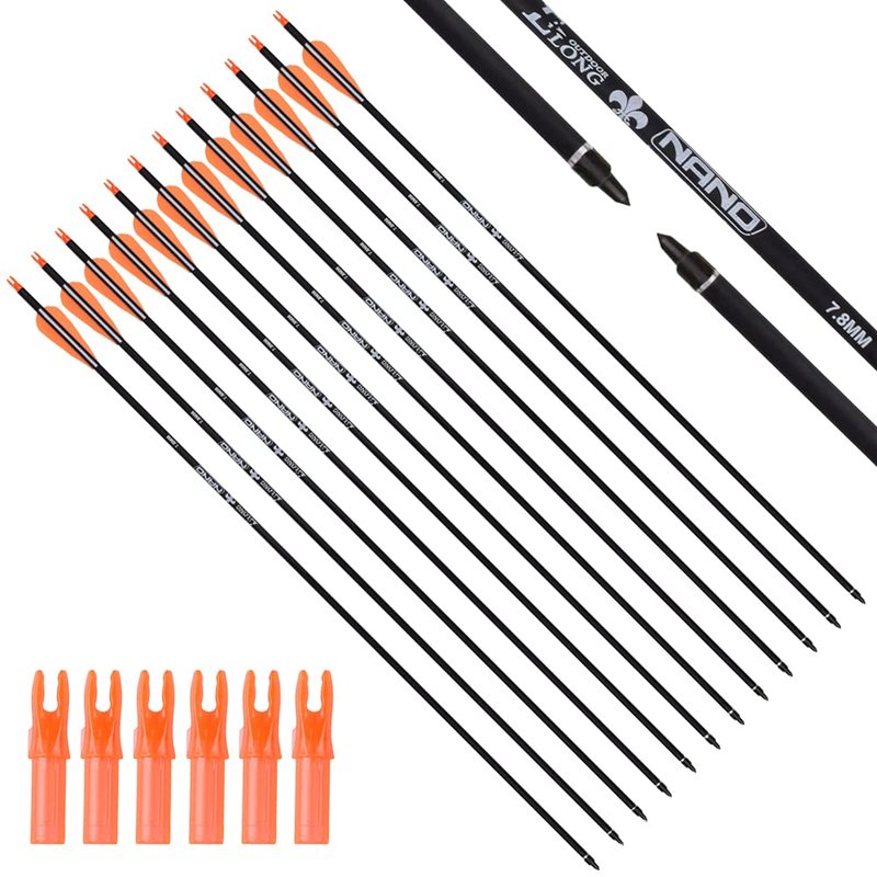 30Inch Carbon Arrow Practice Hunting Arrows Targeting with Removable Tips for Archery Compound & Recurve & Traditional Bow (Pack of 12)