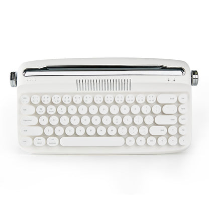 YUNZII Upgraded Wireless Typewriter Keyboard,with Retro Integrated Stand,USB-C/Bluetooth,Cute Round Keycaps, USB-C/Bluetooth Connection for Table, Phone, PC and Win/Mac/Android (B309, Baby Pink)