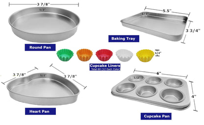 Deluxe Pan Set Compatible with Easy Bake Ultimate Oven | Includes 60 Cupcake Liners THAT WILL FIT, UNLIKE OTHERS!! | Kids' Accessories for Cooking Easy Bake Oven Mixes