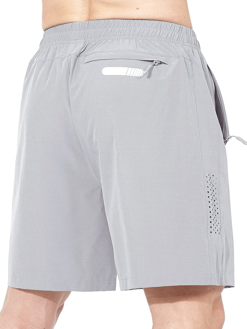 NORTHYARD Men's Athletic Running Shorts Gym Workout 7"/9"/5" Quick Dry Lightweight Sports Basketball Tennis 3 Zipper Pockets Grey M