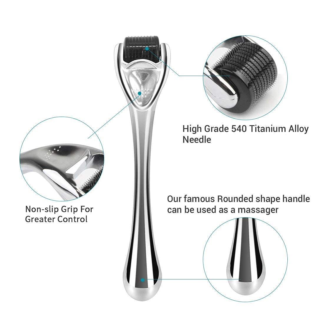 Derma Roller Stainless Steel - Microderma Roller - Microneedle Roller with Case-Personal Use Microneedling Roller -192 Micro Needle Dermal Roller