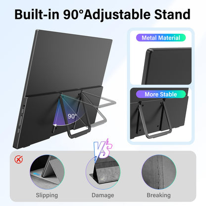 InnoView Portable Monitor Touchscreen 15.6" 1080P 10-Point Touch Screen Monitor Portable with Protective Sleeve Built-in Stand, 1200:1 HDMI USB C Travel Monitors for Laptop, PC, Phone