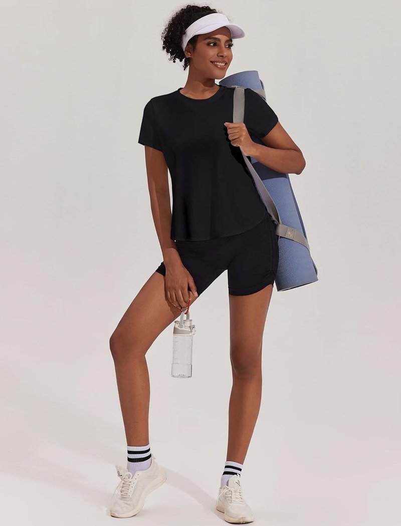 Workout Tops for Women - UPF 50+ Short Sleeve Yoga Shirts | Loose Fit Athletic Tee with Side Slits