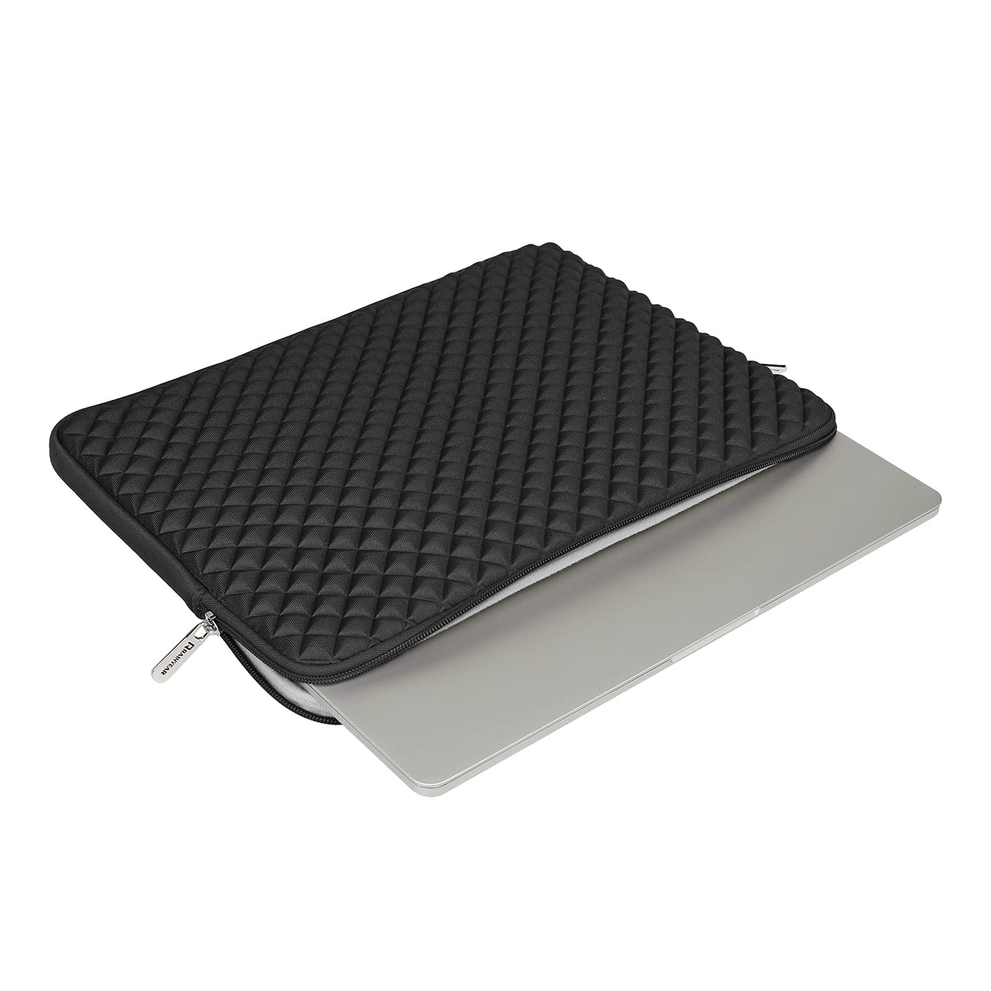RAINYEAR 14 Inch Laptop Sleeve Diamond Foam Shock Resistant Padded Case Fluffy Lining Protective Zipper Cover Carrying Bag Compatible with 14" Notebook Computer Tablet Chromebook(Black)