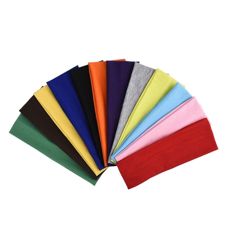 Eboot 12 Pcs Sport Headbands for Women Fabric Elastic Hair Bands Soft Cotton Cloth Stretchy Head Bands Sweat Absorption Athletic Headbands for Workout Yoga Running