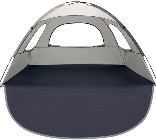 WhiteFang Beach Tent Anti-UV Portable Sun Shade Shelter for 6 Person, Extendable Floor with 3 Ventilating Mesh Windows Plus Carrying Bag, Stakes and Guy Lines (Baby's Breath)