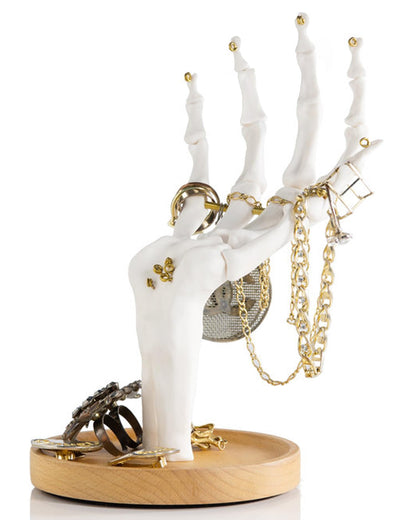 Suck UK Gothic Decor - Skeleton Hand - Gothic Home Decor - Jewelry Holder - Goth Gifts For Women - Jewelry Organizer - Halloween Decorations - Goth Desk Accessories | Ring Holder | Trinket Dish White