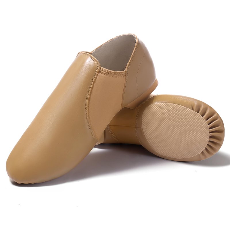 DWBH Unisex Jazz Shoe Leather Upper Women and Men's Slip-on Dance Shoes