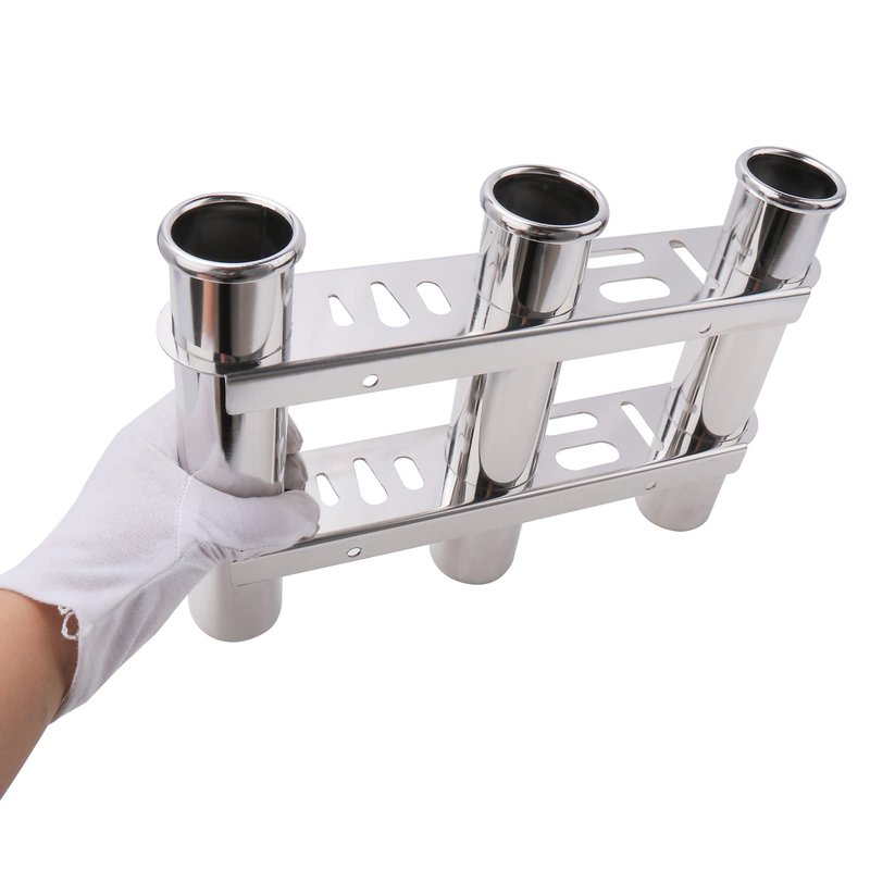 Fishing Rod Holder for Boat, Vertical Wall Mounted Fishing Rod Rack, Stainless Steel Rod Holder for Marine Boat,Fishing Boat, Truck (3 Tubes Upgrade)