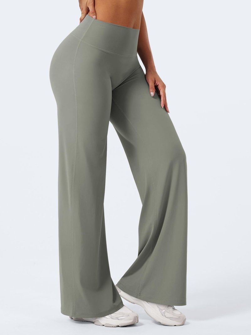 YEOREO Workout Leggings Womens No Front Seam Straight Leggings 31.5" High Waist Buttery Eddiy Gym Yoga Pants Gray Green XXL