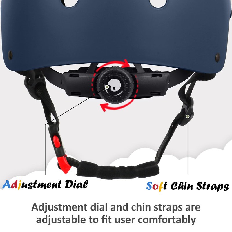 Kids Bike Helmet, Adjustable and Multi-Sport, from Toddler to Youth, 3 Sizes (Navy)