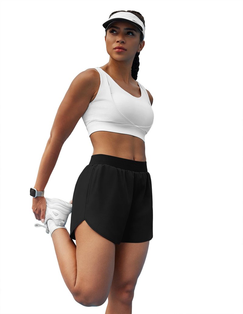 NIASHOT Athletic Workout Running Shorts for Women Dolphin Quick Dry Hiking Outdoors Gym Track Tennis Sports Clothes Black M