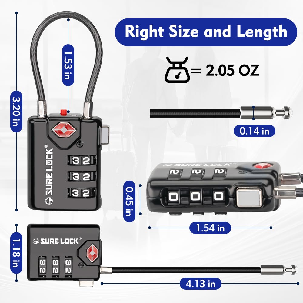 Sure Lock System Indicator SURE LOCK TSA Compatible Travel Luggage Locks, Inspection Indicator, E ...