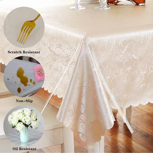DASIAUTOEM Transparent Tablecloth, Transparent Table Film, Transparent 150 cm Wide, Sold by The Metre, 0.13 mm Thick, Waterproof, Washable PVC Film, Greaseproof Table Protector (150 x 250 cm)
