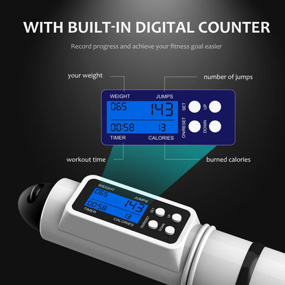 Jump Rope, H Handio Jump Rope with Counter, Workout Jumping Rope with Steel Ball Bearings, Adjustable Length Speed Skipping Rope for Men Women Kids Home Gym, Crossfit, Fitness Exercise (White)