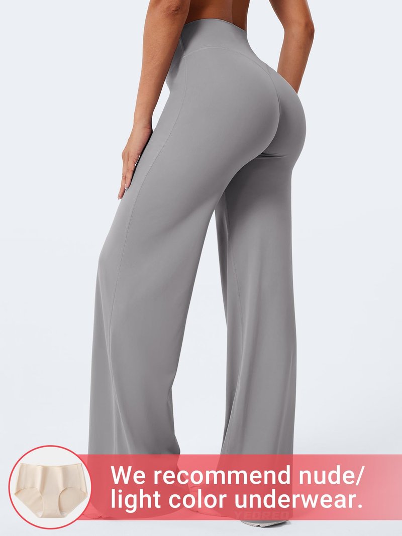 YEOREO Workout Leggings Womens No Front Seam Straight Leggings 33" High Waist Buttery Eddiy Gym Yoga Pants Gray XL
