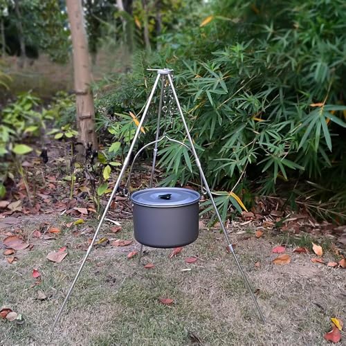 Camping Tripod Campfire Cooking Dutch Oven Tripod Mini Adjustable Grill Tripod Cooker Campfire Grill Stand Tripod Grilling Set Cooking Lantern Tripod Hanger with Storage Bag for Camping Activities