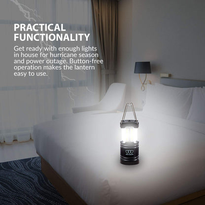 Gold Armour Camping Lantern, Battery Powered LED Lanterns, Survival Kits for Power Outages, Hurricane, Emergency, Portable Camping Essentials (4Pack Black)