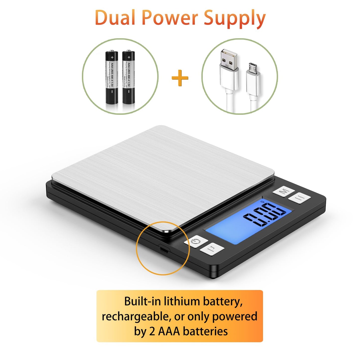 BOMATA 0.01g/1kg Upgraded Small Digital Scale, USB Rechargeable, with Larger Display and Hold,Tare Function, 9 Units, High Precision Digital Scale Grams and oz for Small Item, Kitchen…