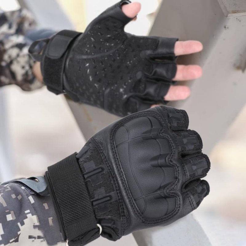 WTACTFUL Fingerless Tactical Gloves for Men Airsoft Paintball Bike Cycling Motorcycle Motorbike Hunting Hiking Work Outdoor Half Finger Gloves Black M