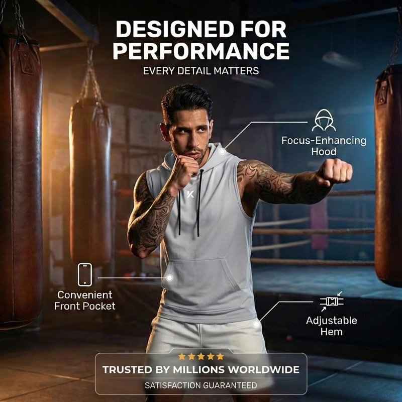 Kewlioo Sauna Shirt for Men - Heat Trapping Sweat Vest Hoodie for Fitness | Workout Sauna Suit Top