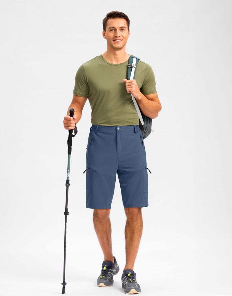 Pudolla Men's Hiking Shorts 11" Lightweight Cargo Work Shorts for Men Summer Travel Golf Casual Outdoor with 5 Pockets(Dark Navy 3X-Large)