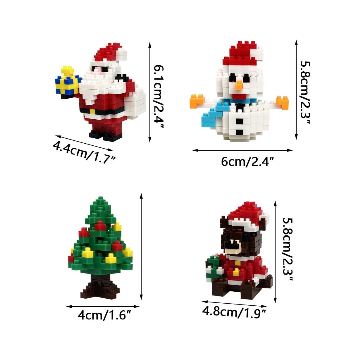 Pinkiwine 4 Pack Christmas Building Block Toys for Kids Boys Girls Teens Christmas Stocking Stuffers Gifts