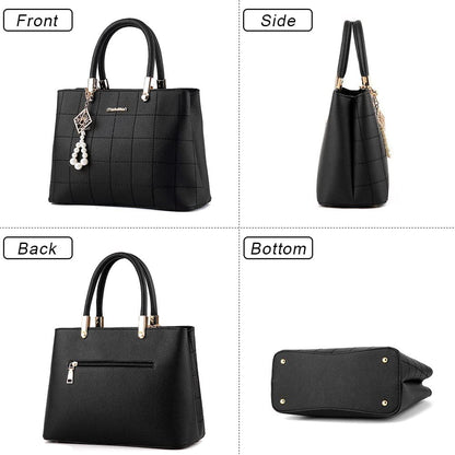 BestoU Women Handbag Shoulder Bag Fashion Ladies PU Leather Tote Messenger Bag with Plush Ball（Upgraded Version）(Black)