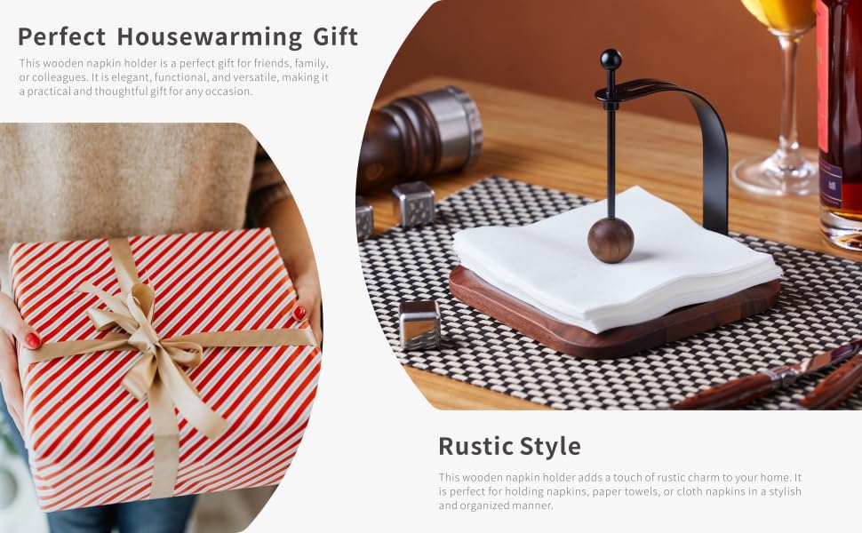 Celestree North American Black Walnut Napkin Holder Duty Solid Wood Tabletop Organizer Fits 5-7" Napkins Perfect for Table, Office, Restaurant, Home Decor Outdoor Use, Warm Gift Idea