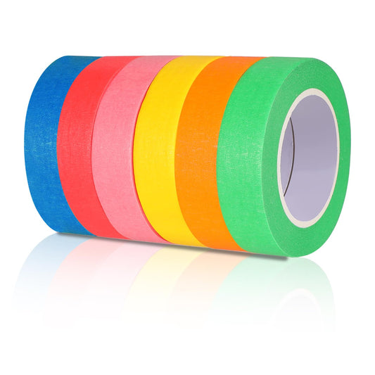 ARubyForest Colored Masking Tape 6 Rolls Colored Painters Tape for Arts and Crafts 0.6" x14.3Yard Drafting Tape Colorful Craft Tape Painting Tapes Paper Tape for Craft DIY Projects Labeling Coding