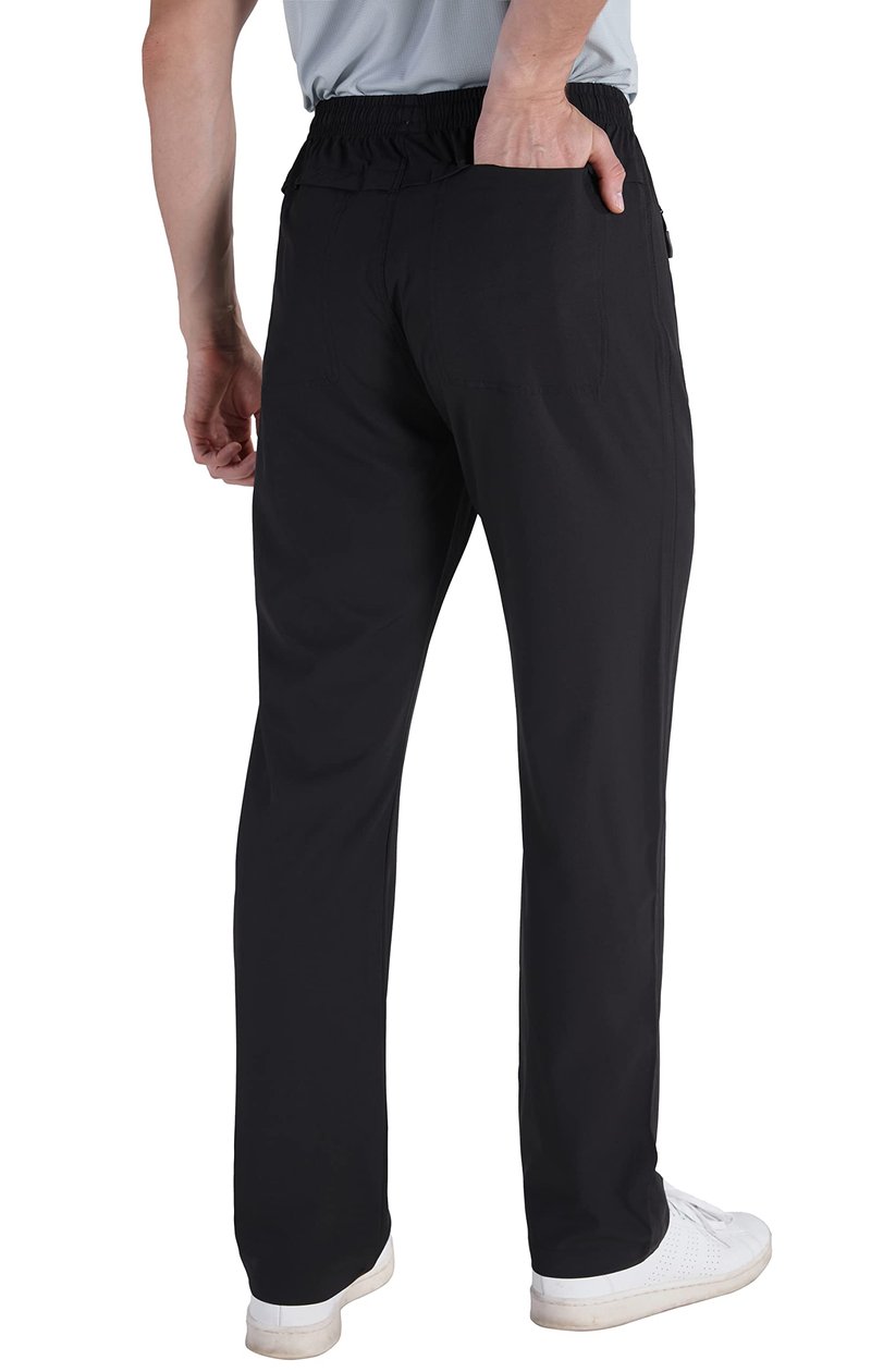 clothin Mens Workout Athletic Pants Elastic-Waist Drawstring Pants for Sport Exercise Travel,Quick-Dry,Stretchy,Black,M(31-34W x 30L)
