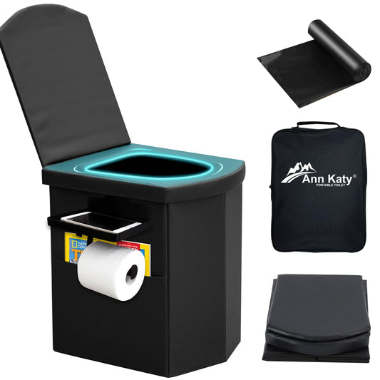 Ann Katy Upgrade XL Portable Toilet for Adults, Extra Large Portable Floding Toilet, Camping Travel Toilets with Lid for Kids, Compact Potty for Car,Hiking,Beach and Camping