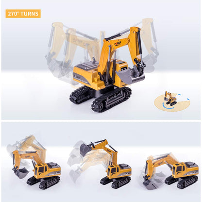 Thedttoy Remote Control Digger RC Excavator 2.4GHz Remote Control Excavator Diggers Construction Toys for Kids,6 Channel RC Diggers Tractor Toy w/Light, Birthday Xmas Gift for 3 4 5 6+ Year Old Boys