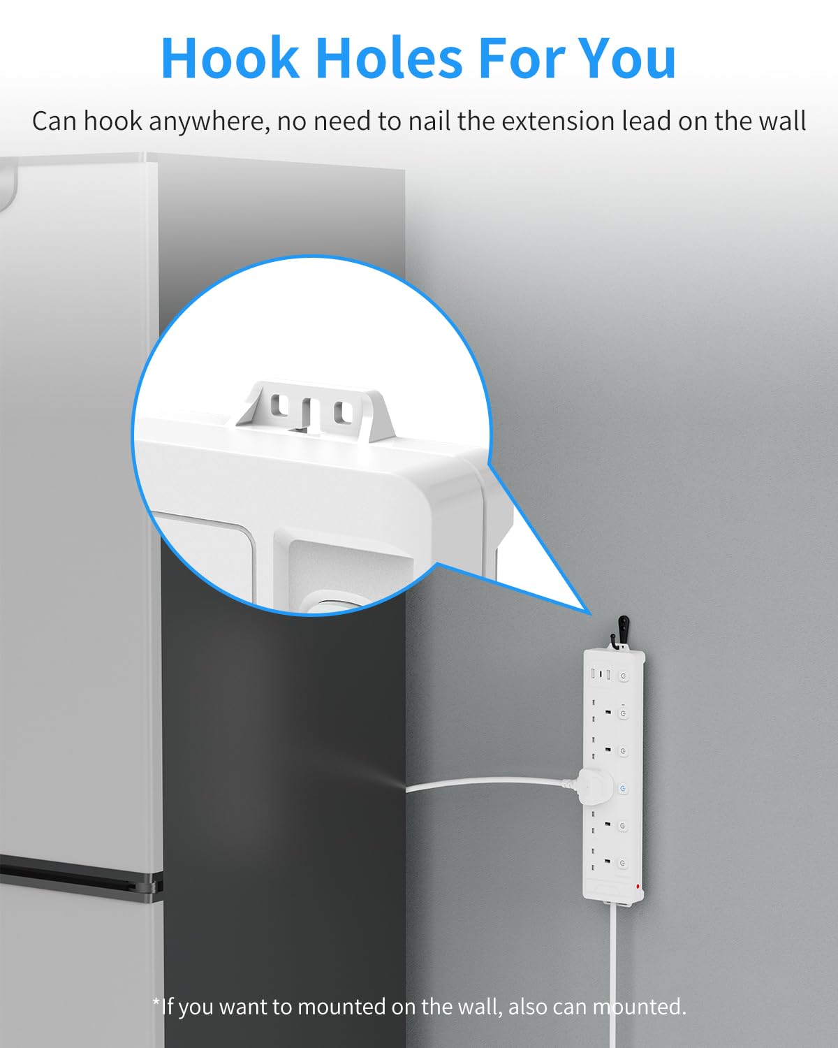 3M 5 Gang Extension Lead with 3 USB Slots, Individually Switched Extension Lead with White 3 Metre, For Home Dorm Office Multi Plug