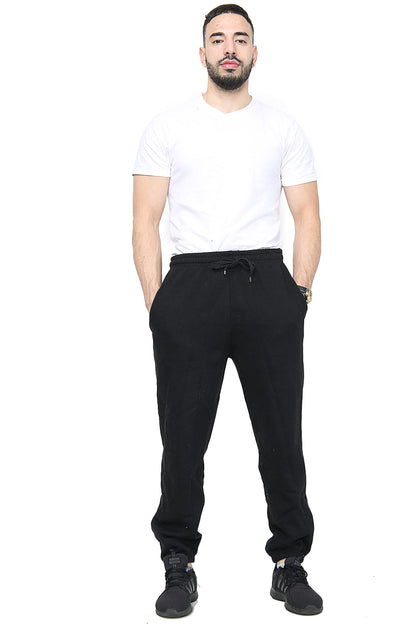 Mens Fleece Jogging Bottoms S-6XL (L, Black)