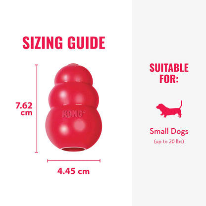 KONG Classic Stuffable Dog Toy - Fetch & Chew Toy for Dogs - Treat-Filling Capabilities - Durable Natural Rubber Material - For Small Dogs