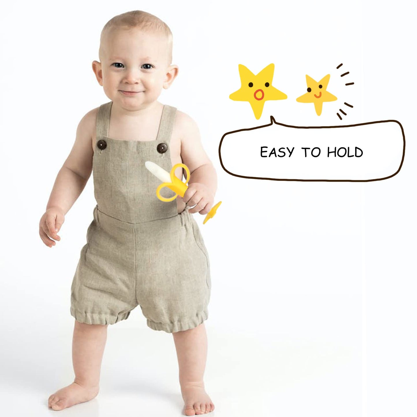 Chuya Teething Toys for Baby, Teethers with Banana Toothbrush Teeth Brushing,BPA-Free,Chew Toy Infants Toddlers Silicone Teether for Babies 0-6-12 Months