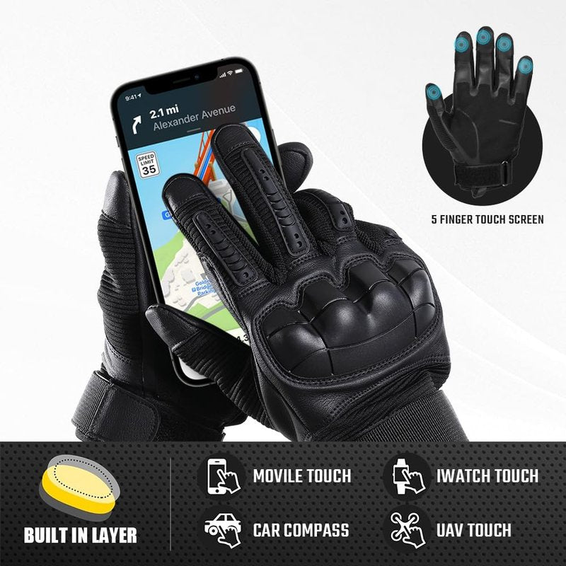 WTACTFUL Touch Screen Tactical Gloves for Men Airsoft Paintball Gear Motorcycle MTB Bike Cycling Cross-Country Motorbike ATV Hunting Hiking Riding Driving Work Outdoor Full Finger Gloves L Black