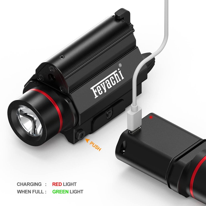 Feyachi LF-69 Red Laser Flashlight 1000 Lumen LED Weapon Light Combo with Picatinny Rail Mount for Pistol Rifle Rechargeable