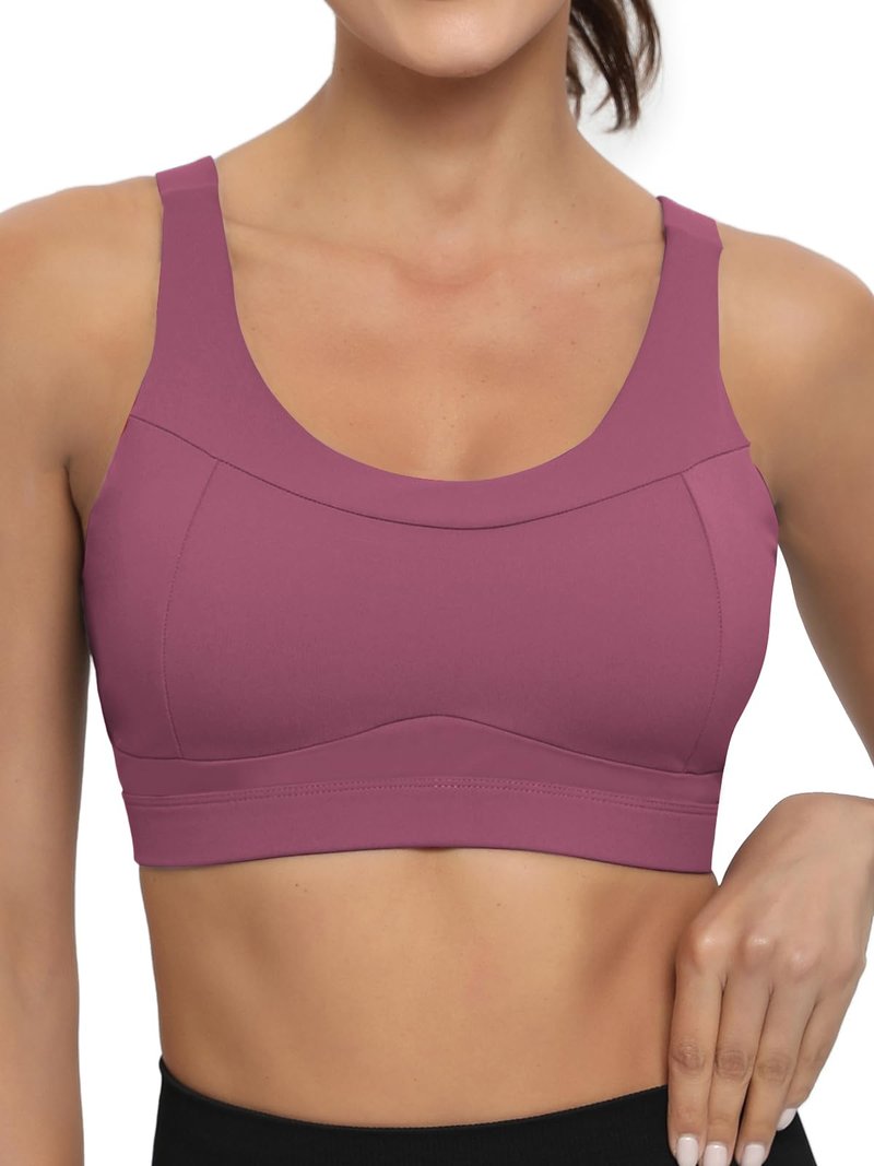 RUNNING GIRL High Impact Sports Bras for Women,Racerback Red Bra Workout Crop Tank Tops Longline Sports Bra Push up(WX2667 Pink,XXL)