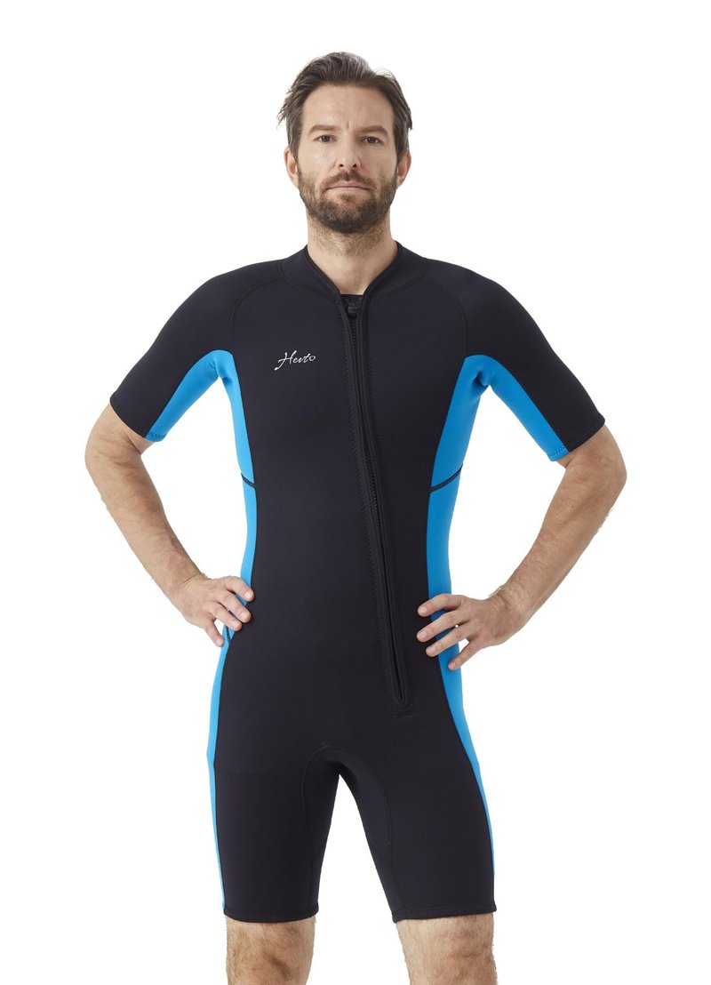 Hevto Wetsuits Men 2mm Neoprene Front Zip Shorty Wet Suit in Cold Water for Swimming Surfing Diving Snorkeling Paddle Boarding (M3-Blue, XL)