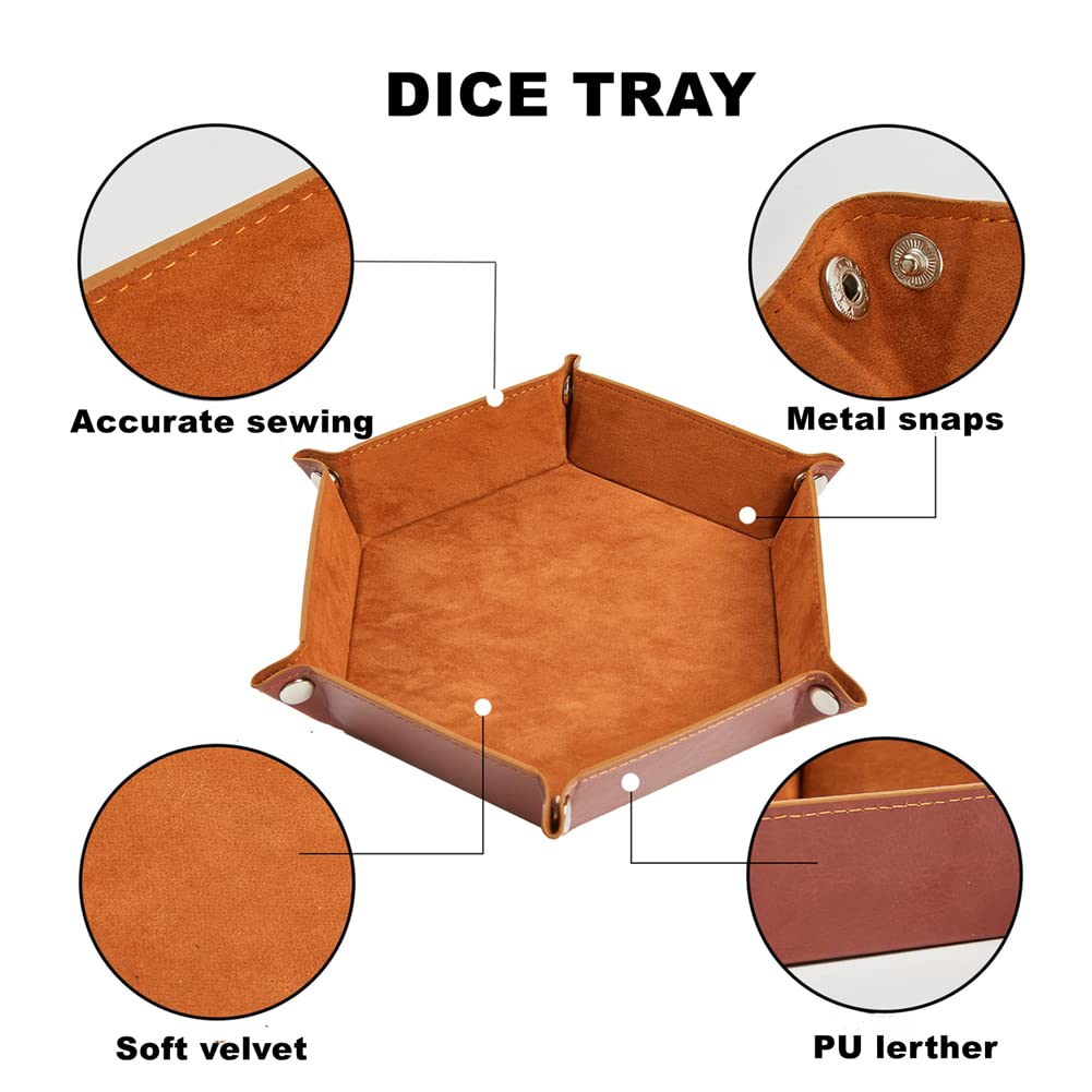 DND Dice Set 42 Pcs Polyhedral Dungeons and Dragons Rolling Dice for D&D RPG MTG Table Games Dice Bulk with Colorful Drawstring Bags and Dice Tray (Single)