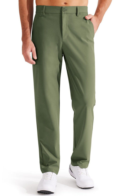 Libin Mens Golf Pants Stretch Work Dress Pants 31" Lightweight Business Casual Pants for Men Classic Fit Comfy Trousers Office Lounge with Pockets, Army Green, 34W x 31L