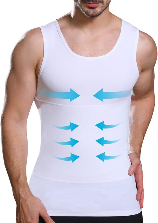 Men's Slimming Compression Shirt | Body Shaper Workout Tank Top for Gynecomastia & Tummy Control - Quick Change Design