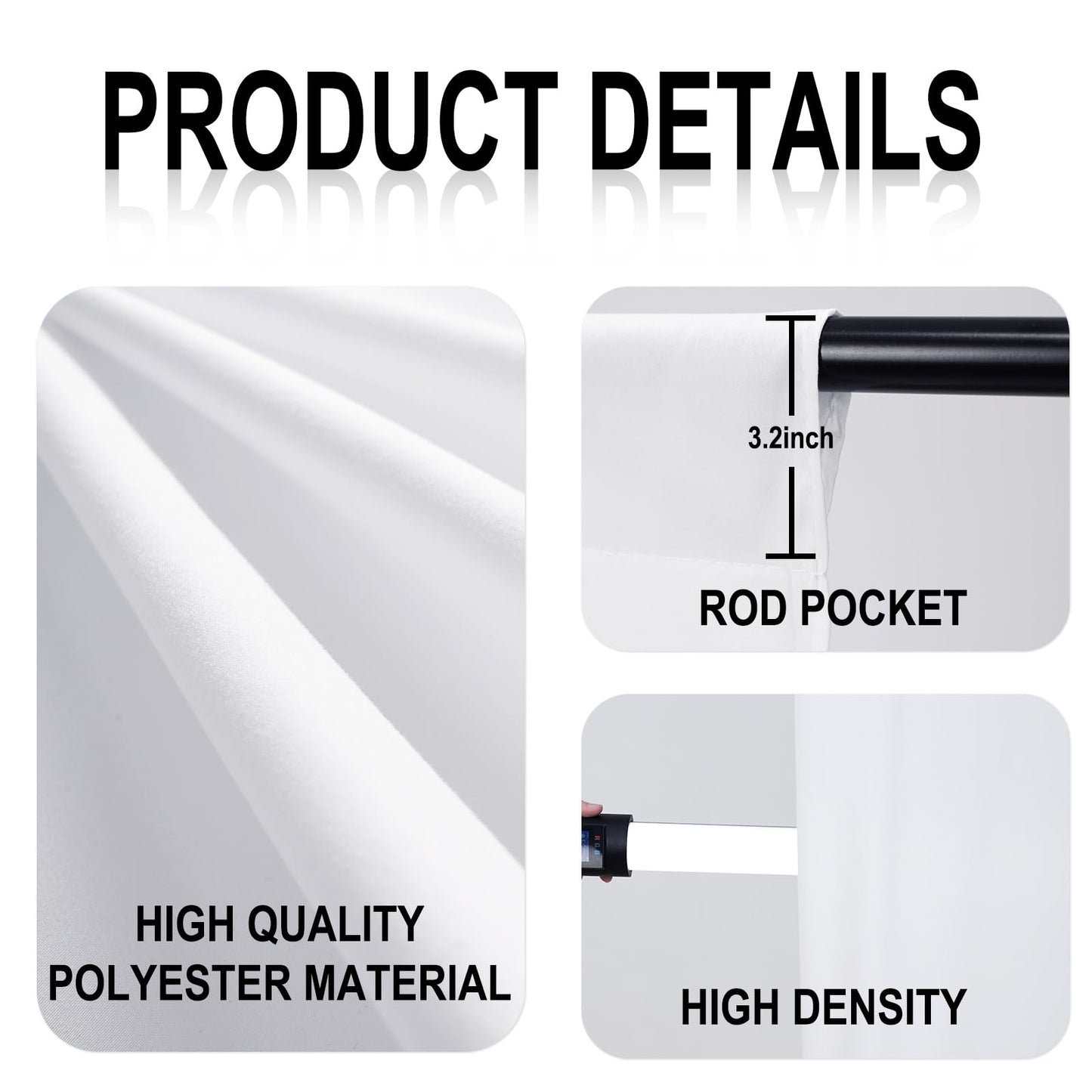 GFCC 8FTX10FT White Backdrop Background for Photography Photo Booth Backdrop for Photoshoot Background Screen Video Recording Parties Curtain