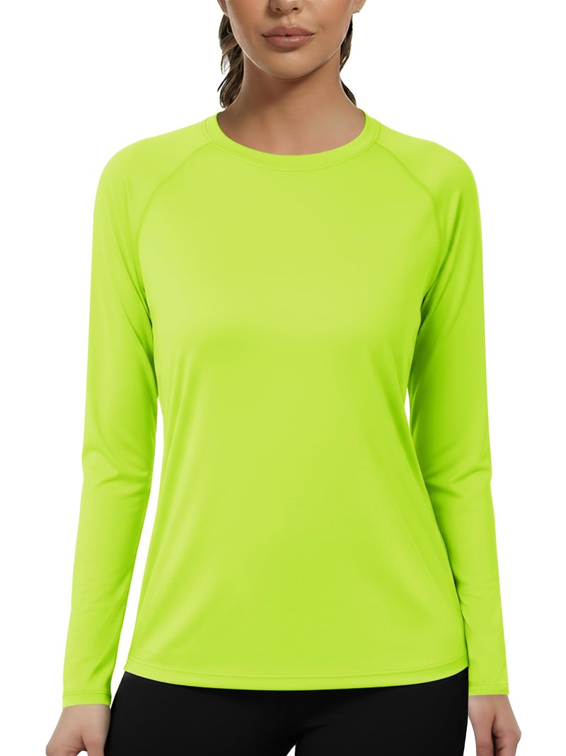 KINSWT Rash Guard for Women UPF 50+ Swim Shirt Long Sleeve Sun Protection UV Shirts Breathable Quick Dry Workout Tops,Green M