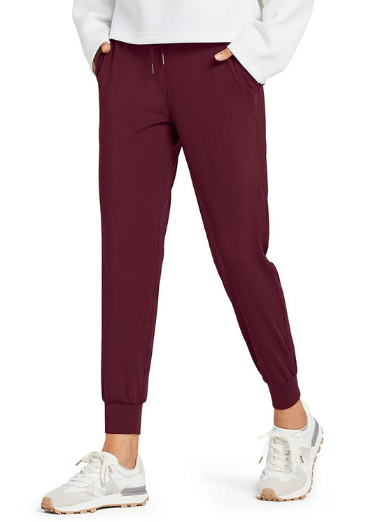 Libin Women's Joggers Pants Athletic Sweatpants with Pockets Running Tapered Casual Pants for Workout,Lounge, Burgundy M