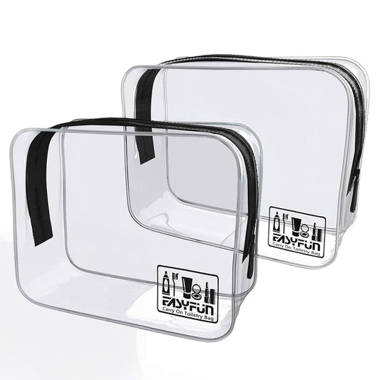 EASYFUN Toiletry Bag 2pcs TSA Approved Travel Clear Toiletry Bag for Men and Women Travel Accessories Quart Size Toiletries Cosmetic Pouch Makeup Bags