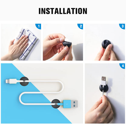 12 Pack Cable Clips, Znben Cord Organizer Holder Adhesive Cable Management Charger Wire Holder Clips for Desk, Home, Office, Car, Cubicle, Nightstand Black